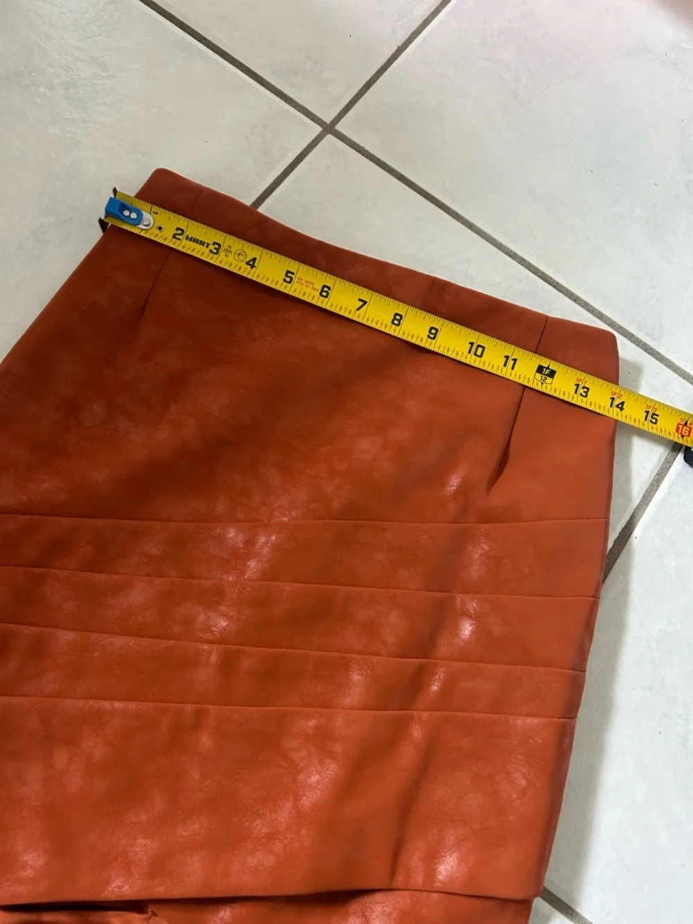 Guess Burnt Orange Faux-Leather Wrap Mini Skirt